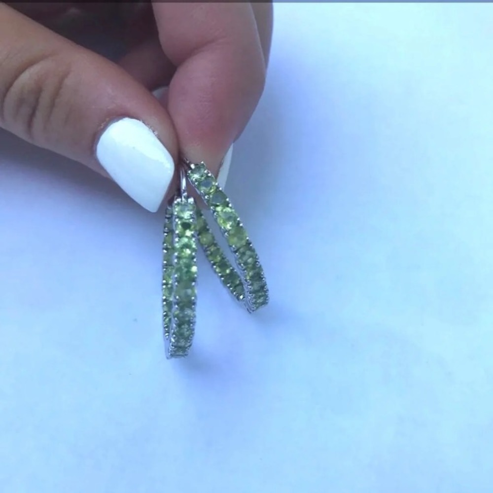 Sterling Silver and Peridot Hoop Earring